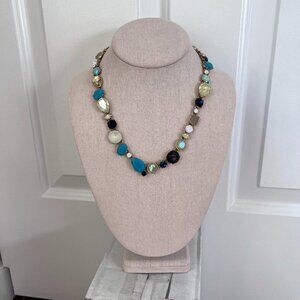 J Crew colorful stone bejeweled collar bib necklace rainbow blue green